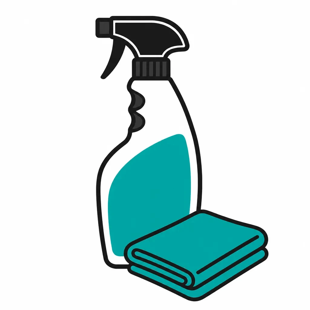 Cleaner tidying a living room during a residential cleaning visit