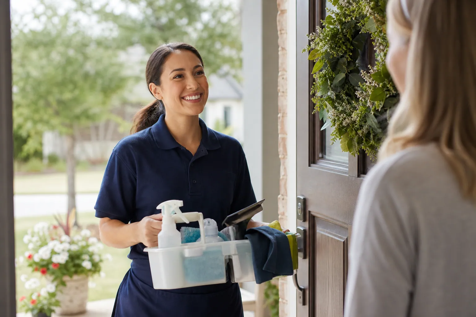 Cleaning crew with professional equipment ready for a deep cleaning job